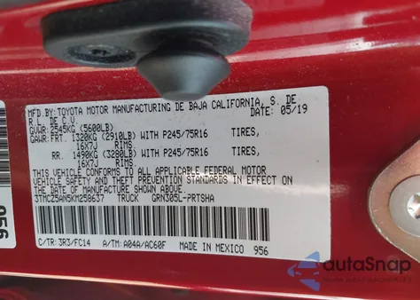 2019 Toyota Tacoma Sr5 V6 z USA, uszkodzony, nr VIN 3TMCZ5AN5KM258637